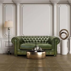 Divano Chesterfield Pelle Fiore verde inglese