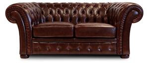 Divano Chesterfield Gabbiano Pelle Fiore Testa di Moro
