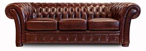 Divano Chesterfield Gabbiano Pelle Fiore Testa di Moro