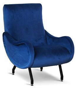 Poltrona Miss velluto blu oceano struttura nera