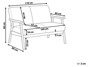 Divano grigio rivestimento in poliestere 2 posti design retrò struttura in legno divano soggiorno Beliani