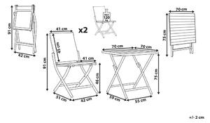 Set Bistrot Bianco Alluminio Giardino Esterno 2 Posti Tavolino 2 Sedie Design Moderno Beliani