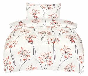 Biancheria da letto bianca/arancione in raso di cotone per letto singolo 140x200 cm Adeline – My House