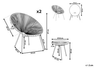 Set 2 Sedie e Tavolino da Esterno Simil Rattan Beige Design Spaghetti Beliani