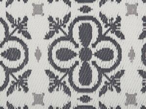 Tappeto da esterno Mat Nero e bianco sintetico 180 x 270 cm motivo floreale moderno Beliani