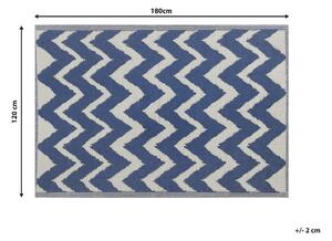 Tappeto per esterni Blu navy in materiali sintetici Rettangolare 120 x 180 cm Motivo a zig zag Beliani
