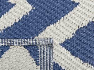 Tappeto per esterni Blu navy in materiali sintetici Rettangolare 120 x 180 cm Motivo a zig zag Beliani