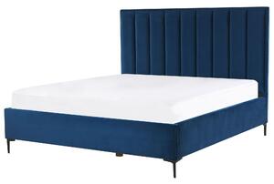 Set camera da letto Blue velluto 180 x 200 cm con contenitore 2 comodini imbottiti Beliani