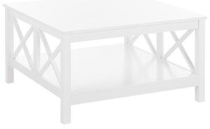 Tavolino da Caffè Quadrato Bianco con 2 Piani d'Appoggio Stile Boho Beliani
