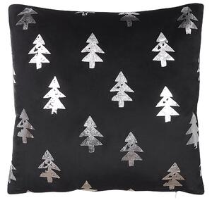 Set di 2 cuscini velluto imbottiti alberi di natale 45 x 45 cm nero Beliani