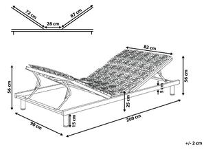 Rete per letto singolo 90 x 200 con doghe in legno massello regolabili manualmente. Struttura in metallo Beliani