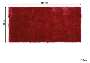 Tappeto shaggy in misto cotone e poliestere rosso 80 x 150 cm soffice pelo denso Beliani