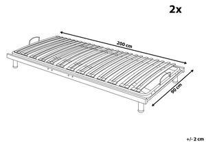 Set di 2 basi per letto regolabili manualmente 90 x 200 singole doghe in legno struttura in acciaio Nero con gambe doghe in legno autoportante Beliani