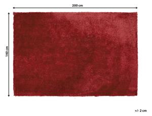 Tappeto shaggy in misto cotone e poliestere rosso 140 x 200 cm soffice pelo denso Beliani