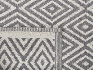 Tappeto per esterni grigio materiale sintetico 120 x 180 cm riciclato motivo geometrico decorazioni per interni Beliani