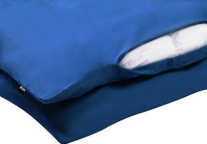 Set di biancheria da letto 155 x 200 cm in cotone a tinta unita blu Beliani