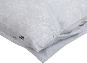 Set di biancheria da letto 135 x 200 cm in cotone motivo floreale grigio e bianco Beliani