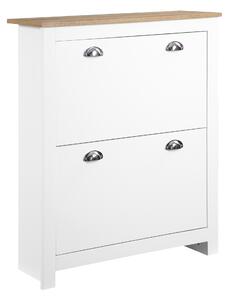 HOMCOM Scarpiera Slim 2 Cassetti a Ribalta e Ripiano Regolabile per 12 Paia di Scarpe, 79x23x90.5 cm, Bianco