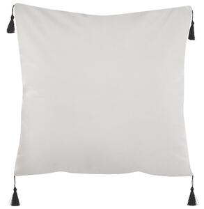 Set di 2 cuscini motivo geometrico nappe 45 x 45cm bianco e nero Beliani