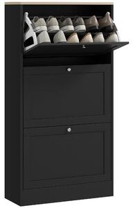 HOMCOM Scarpiera Salvaspazio a 3 Cassetti con Ripiani Regolabili su 2 Livelli, in Legno, 60x23.5x115 cm, Nero