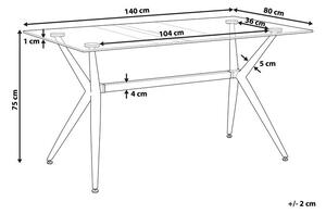 Tavolo da Pranzo Trasparente 140 x 80 cm Piano in Vetro Temperato Gambe in Metallo Nero Rettangolare Moderno Industriale Beliani