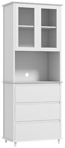 HOMCOM Dispensa Cucina Alta con Armadietto a 2 Livelli e 3 Cassetti, in MDF, 68x38x172 cm, Bianco|Aosom