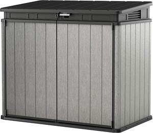 Keter Porta Attrezzi da Giardino Elite Store, 1150L, Effetto Legno Spazzolato, Grigio, 141x82x123,5H cm