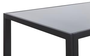 Tavolo da Pranzo Piano in Vetro Temperato Nero 120 x 80 cm Gambe in Metallo Rettangolare Moderno Beliani