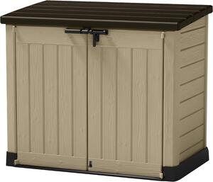 Keter Porta Attrezzi da Giardino Store-It-Out Max, 1200L, Effetto Legno, Beige, 145,5x82x125H cm