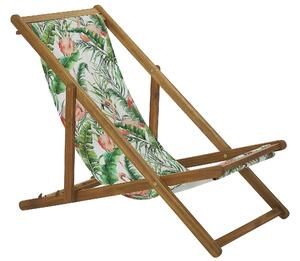 Set di 2 sedie a sdraio da giardino con struttura in legno di acacia chiaro motivo fenicottero in tessuto amaca sedile reclinabile pieghevole Tele di Sostituzione Beliani