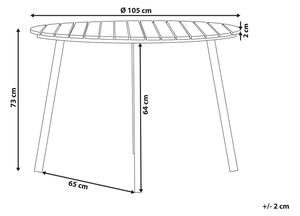 Tavolo da pranzo per esterni leggero legno plastica legno piano a doghe struttura in alluminio gambe rotonde 105 cm 4 posti Beliani