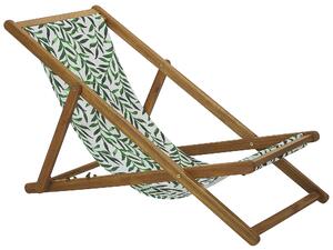 Set di 2 sedie a sdraio da giardino con struttura in legno di acacia chiaro con motivo a foglie in tessuto amaca sedile reclinabile pieghevole Tele di Sostituzione Beliani