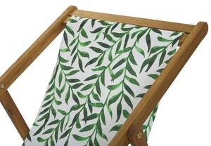 Set di 2 sedie a sdraio da giardino con struttura in legno di acacia chiaro con motivo a foglie in tessuto amaca sedile reclinabile pieghevole Tele di Sostituzione Beliani