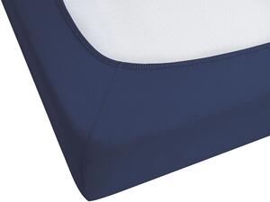 Lenzuolo con angoli cotone blu marino 90 x 200 cm coprimaterasso elasticizzato modello classico a tinta unita camera da letto classica Beliani