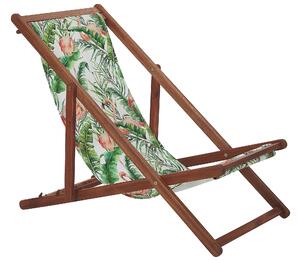 Set di 2 sedie a sdraio da giardino con struttura in legno di acacia scuro motivo fenicottero in tessuto amaca sedile reclinabile pieghevole Tele di Sostituzione Beliani