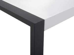 Tavolo da pranzo bianco con gambe nere verniciato a polvere 8 posti 220 x 90 x 76 cm Beliani