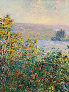 Riproduzione Flower Beds in V theuil 1881, Claude Monet