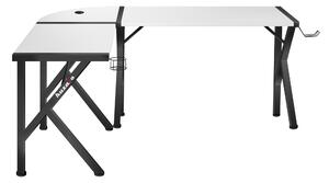 Huzaro Hero 6.3 scrivania angolare scrivania da gioco scrivania per computer tavolo ergonomico in carbonio mobili da ufficio gancio per cuffie portabicchieri 154x117x48 bianco