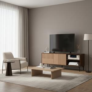 DecHome Mobile TV Moderno 2 Ante 1 Ripiano TV max 65" in Legno Dimensioni 150x40x56cm colore Marrone