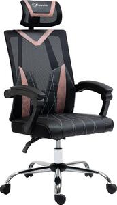 DecHome Sedia Ergonomica con Ruote Braccioli e Poggiatesta in Tessuto Mesh colore Nero