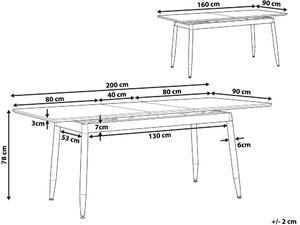 Tavolo da Pranzo Allungabile Piano in Legno Scuro e Gambe in Metallo Nero 160/200 cm Beliani