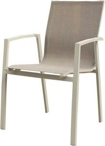 Amicasa Sedia per Esterni in Alluminio/Tessuto Dimensioni 59x57x88 cm colore Bianco/Grigio - Monia