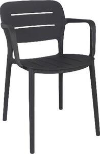 Amicasa Sedia per Esterni Impilabile in Plastica Dimensioni 52,5x53x79 cm colore Antracite - Creta
