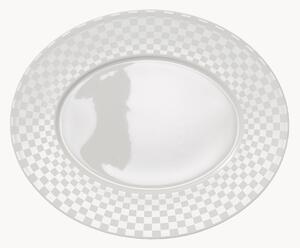 Set di 6 piatti ovali da portata in Fine Bone China Cross White