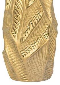 Vaso Decorativo gres porcellanato dorato 37 Cm Superficie Intagliata Forma Irregolare Design Moderno Beliani