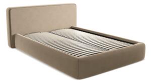 Letto matrimoniale imbottito marrone chiaro con contenitore con griglia 160x200 cm Kiana - Makamii