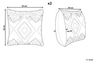 Set di 2 cuscini boho in cotone con motivo geometrico 45 x 45 cm multicolore Beliani