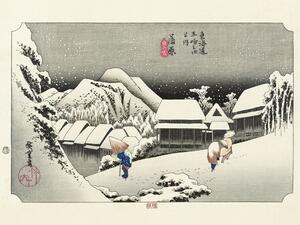 Stampe d'arte Hokusai - Kanbara Night Snow, Utagawa Hiroshige, (40 x 30 cm)