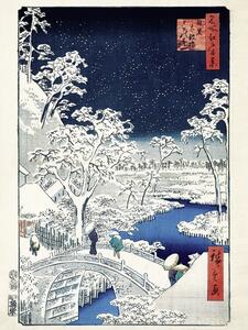 Stampe d'arte Il ponte dei tamburi di Meguro e la collina del tramonto, Utagawa Hiroshige, (30 x 40 cm)
