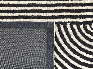 Tappeto bianco e Nero rettangolare di cotone 160 x 230 cm moderno Beliani